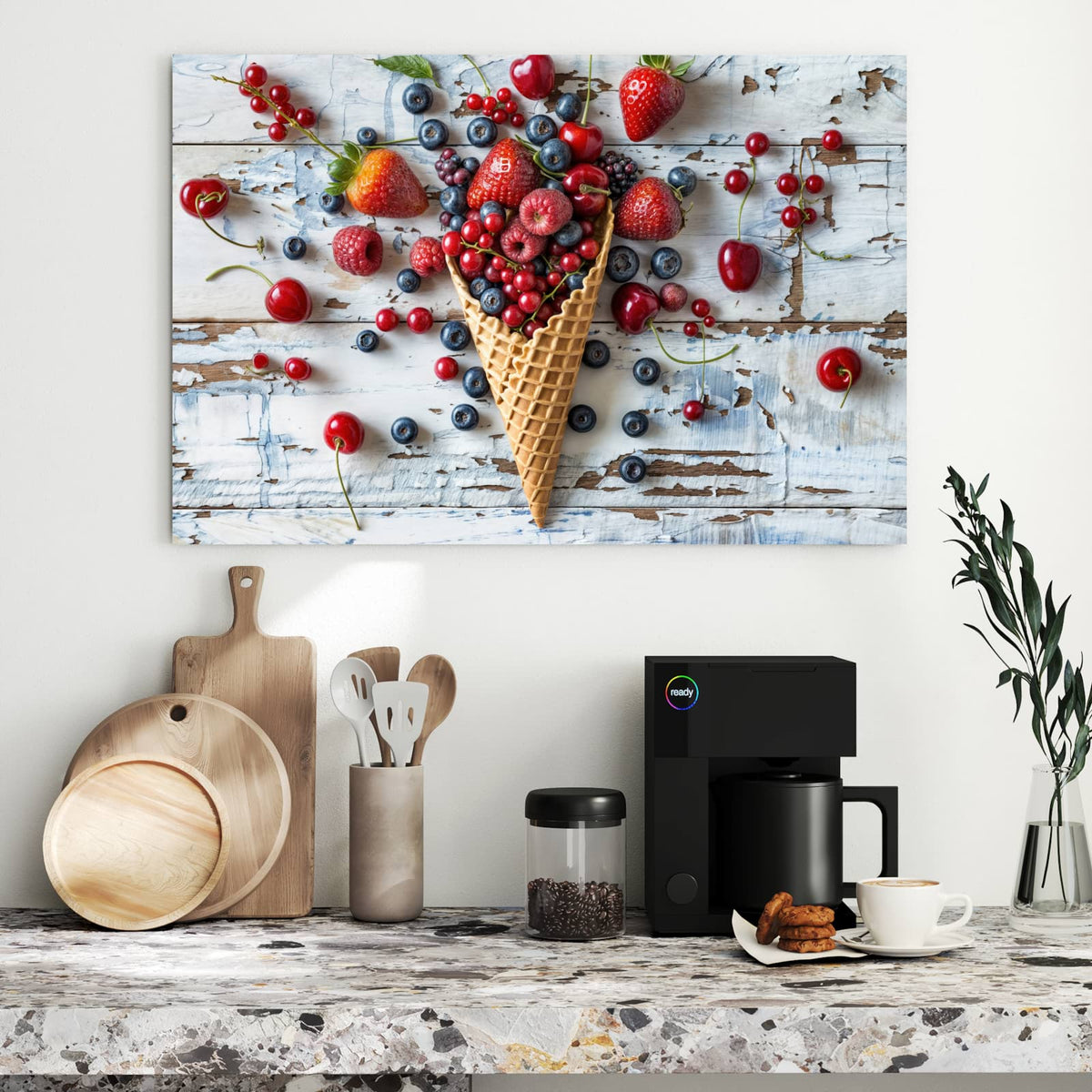 Metall Magnettafel - Beeren in der Eiswaffel – Beeren in der Eiswaffel