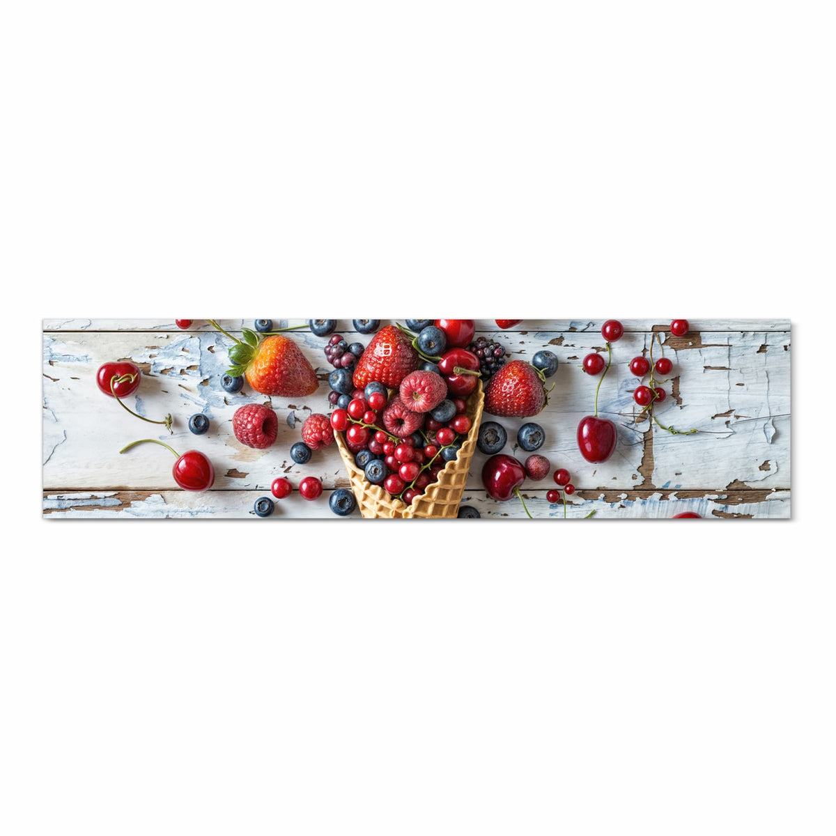Waschbarer rutschfester Küchenläufer mit Motiv Früchte Eiscreme in Frontansicht