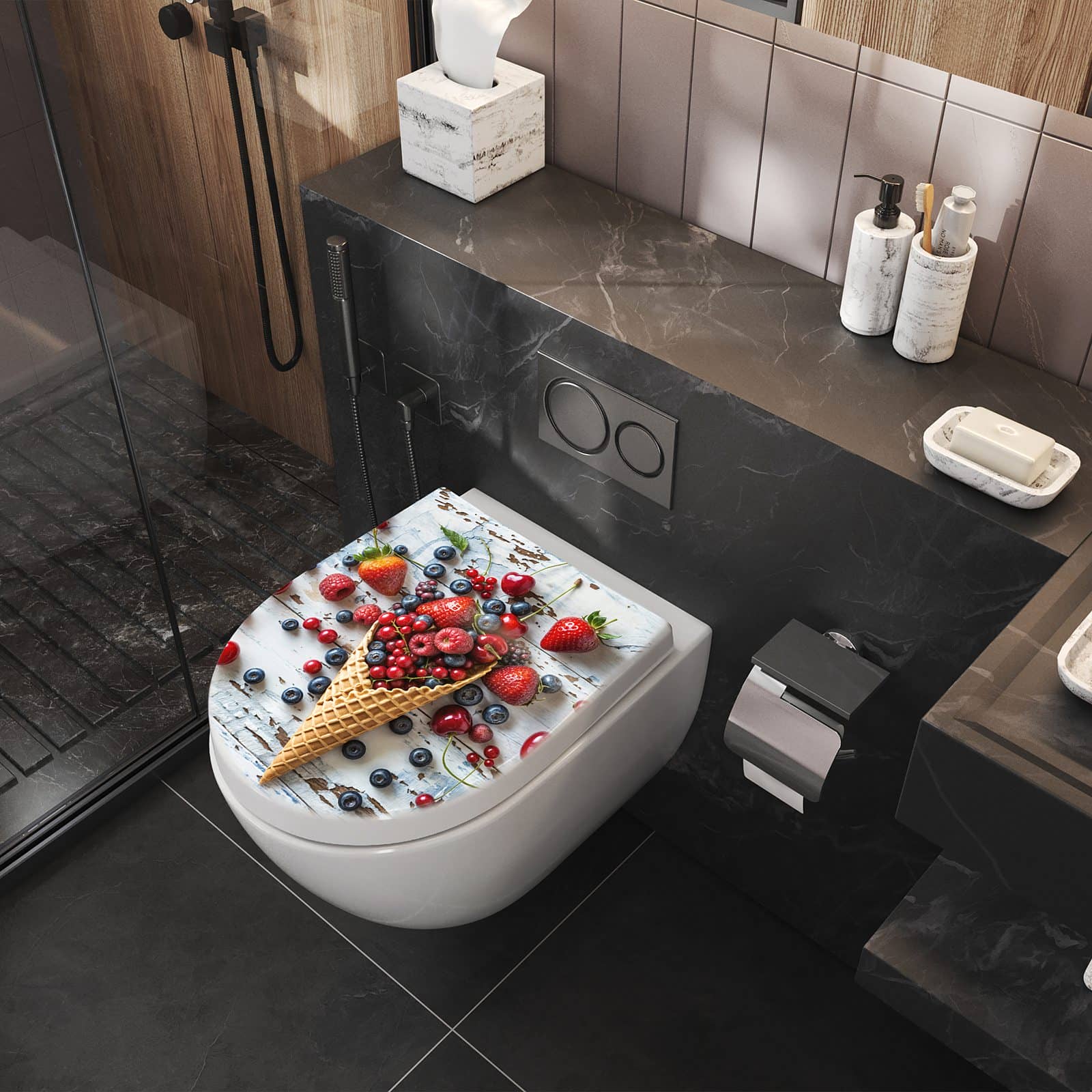 WC-Sitz mit Absenkautomatik Früchte Eiscreme