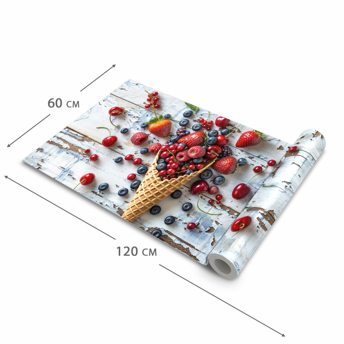 Waschbarer Küchenläufer mit Motiv Früchte Eiscreme in der Grösse 60x240 cm