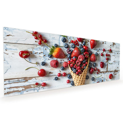 Küchenrückwand mit dem Motiv Beeren in der Eiswaffel