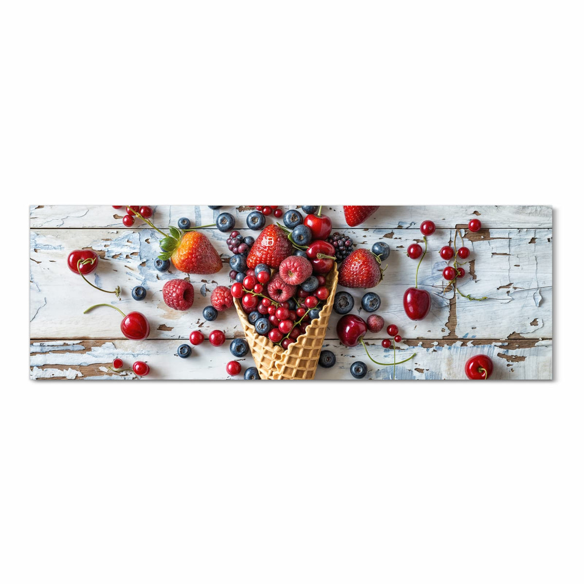 Pflegeleichter rutschfester Küchenteppich mit Motiv Früchte Eiscreme in Frontansicht