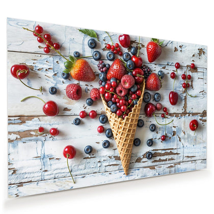 Wandbild mit dem Motiv Beeren in der Eiswaffel