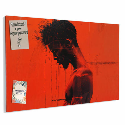Metall Magnettafel mit dem Motiv Silhouette vor Rot