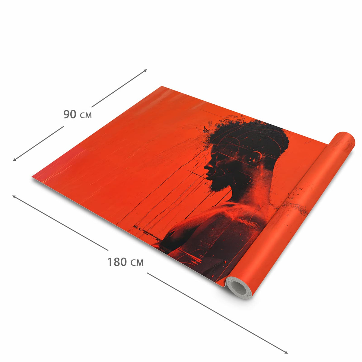 Komfortabler Küchenteppich mit Motiv Dunkelrotes Profil in der Grösse 60x180 cm für die Küche