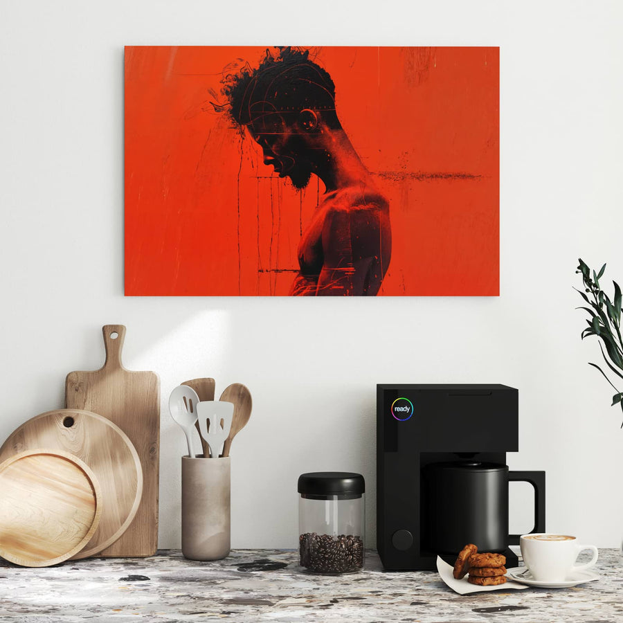 Maße Metall Magnettafel - Silhouette vor Rot