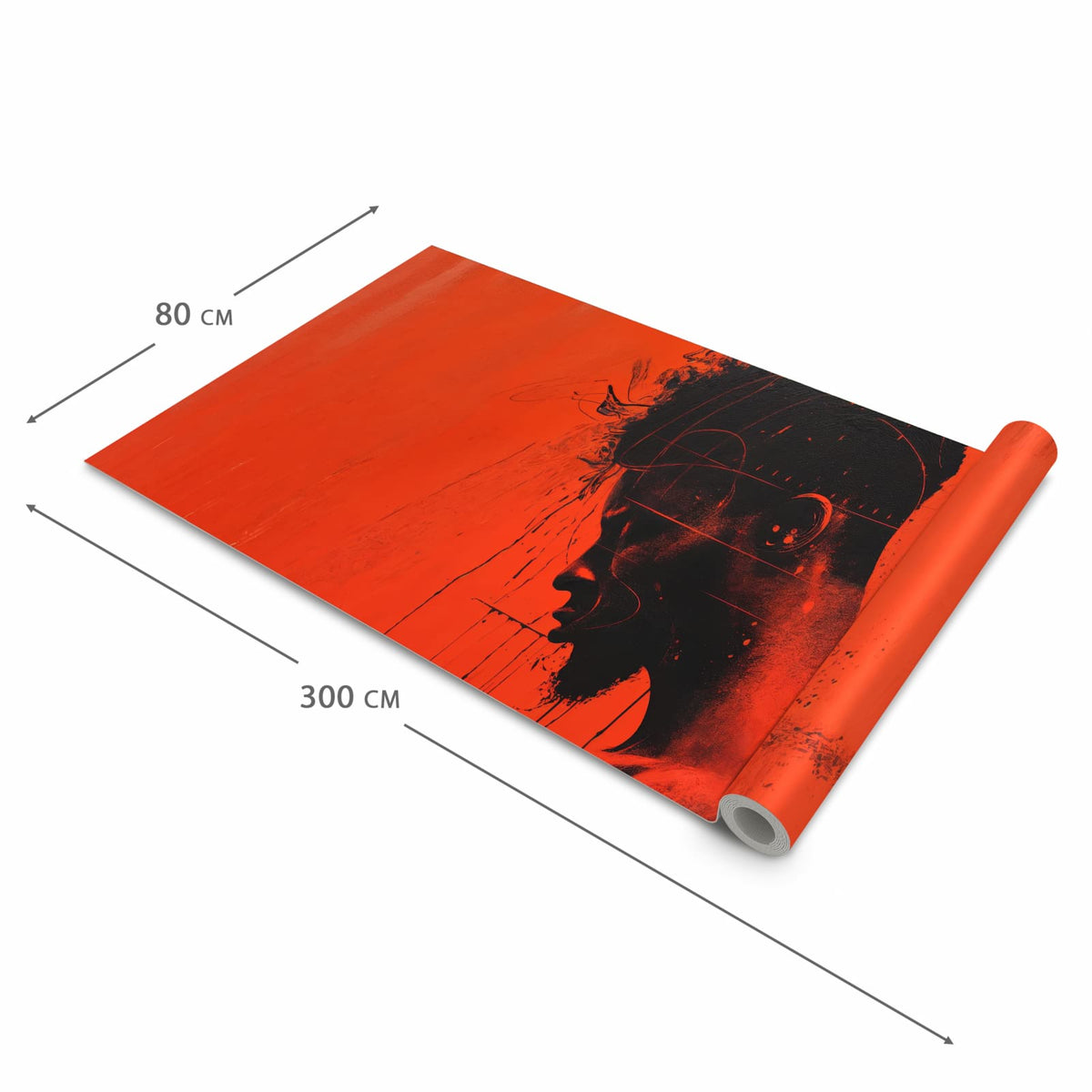 Pflegeleichter Küchenläufer mit Motiv Dunkelrotes Profil in der Grösse 60x180 cm