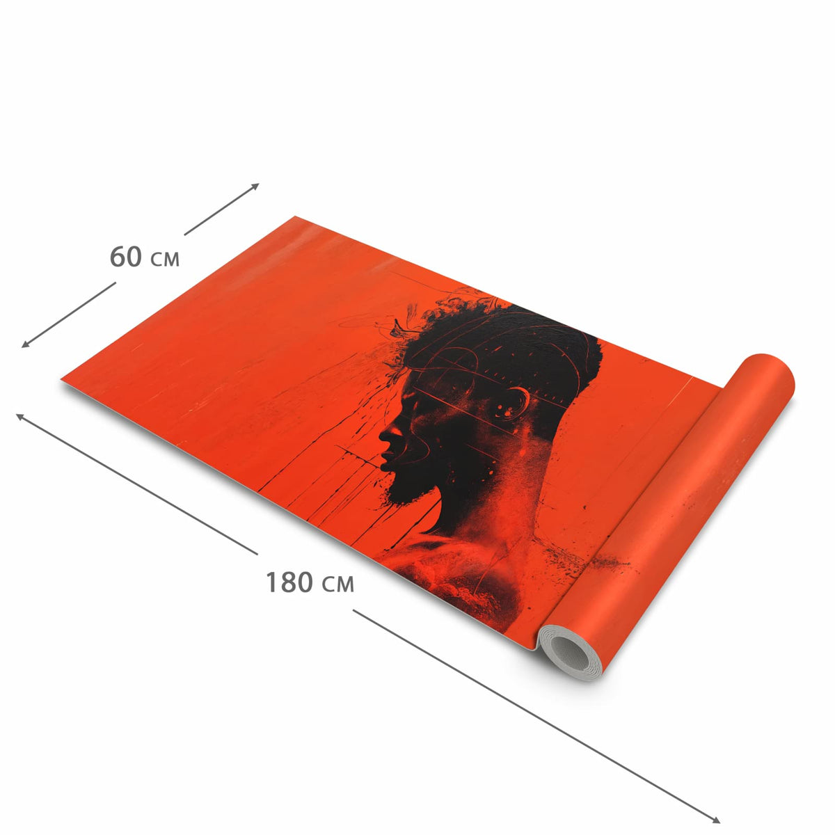 UV-beständiger Küchenteppich mit Motiv Dunkelrotes Profil in der Grösse 60x180 cm