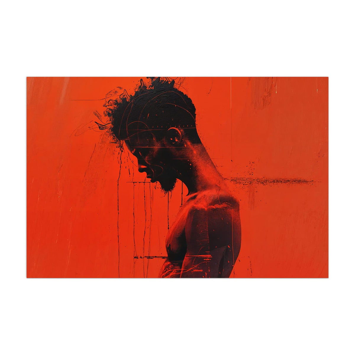Küchenrückwand aus Glas Silhouette vor Rot im Hochformat, Motiv bildfüllend von vorn