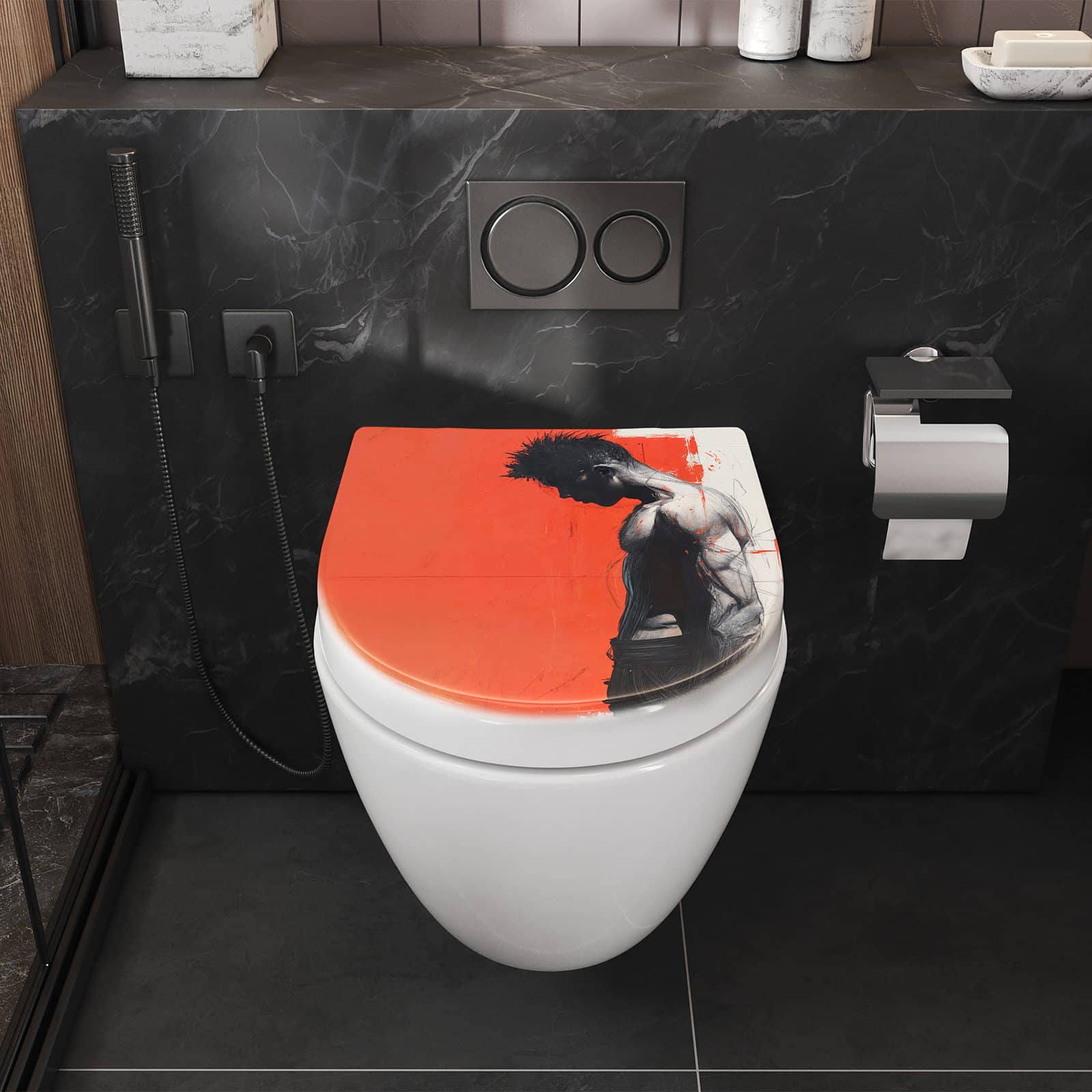 WC-Sitz mit Absenkautomatik Nachdenklicher Mann