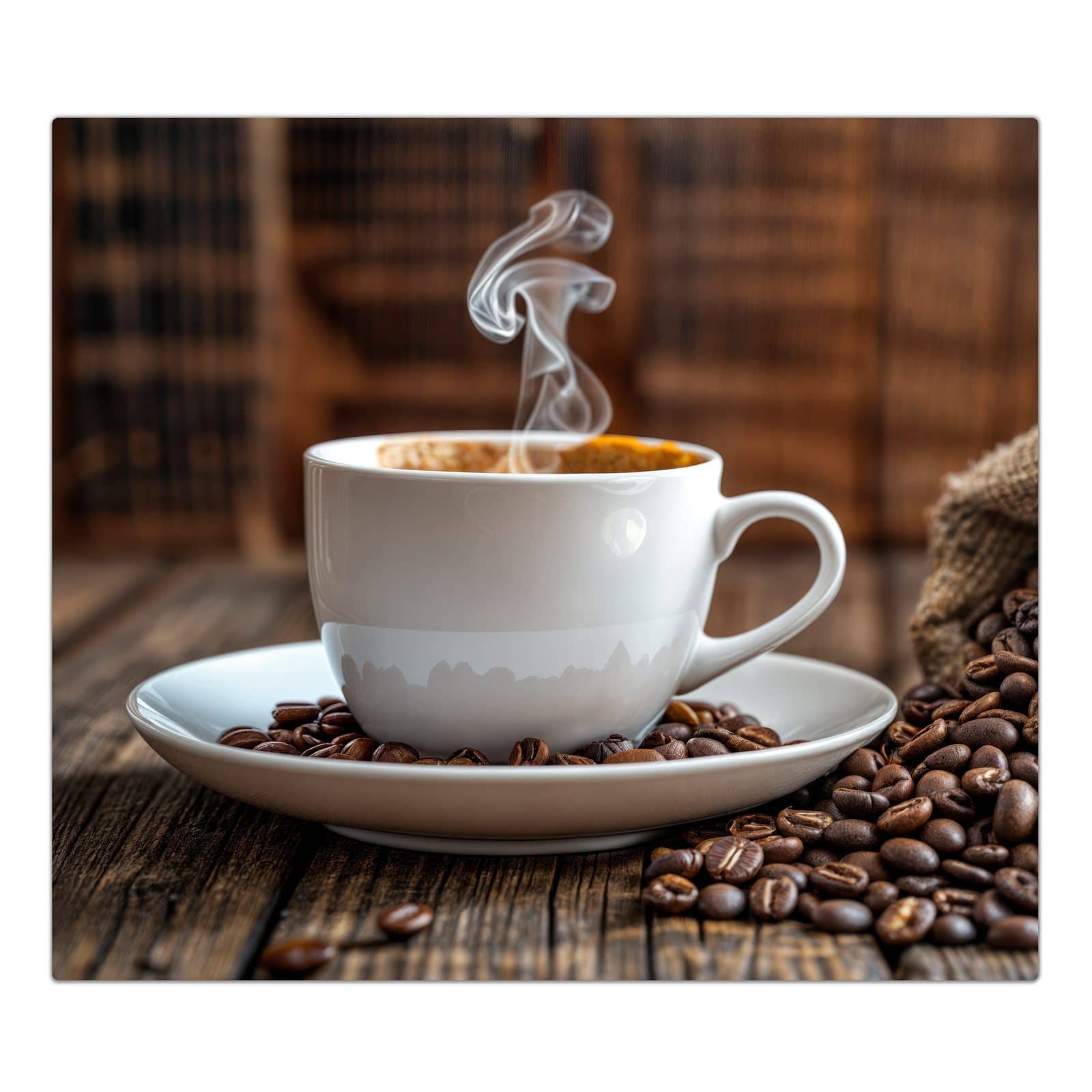 1-teilige Herdabdeckplatte für Ceranfeld mit Kaffeegenuss-Motiv in der Frontansicht