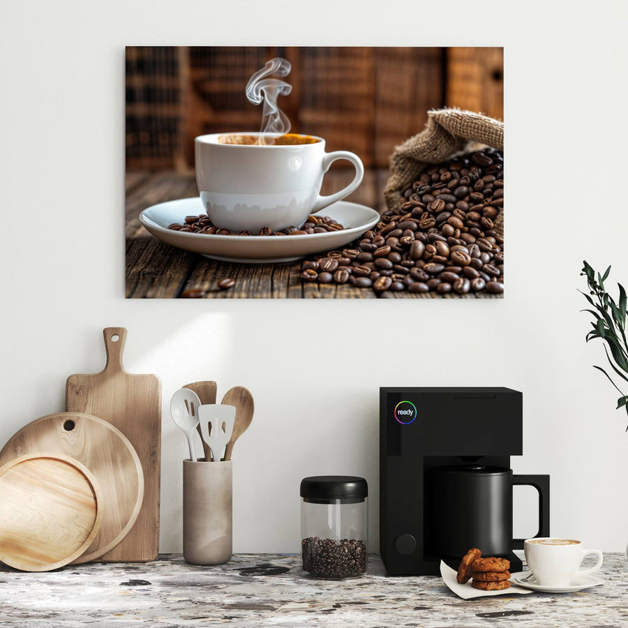 Maße Metall Magnettafel - Dampfende Tasse Kaffee