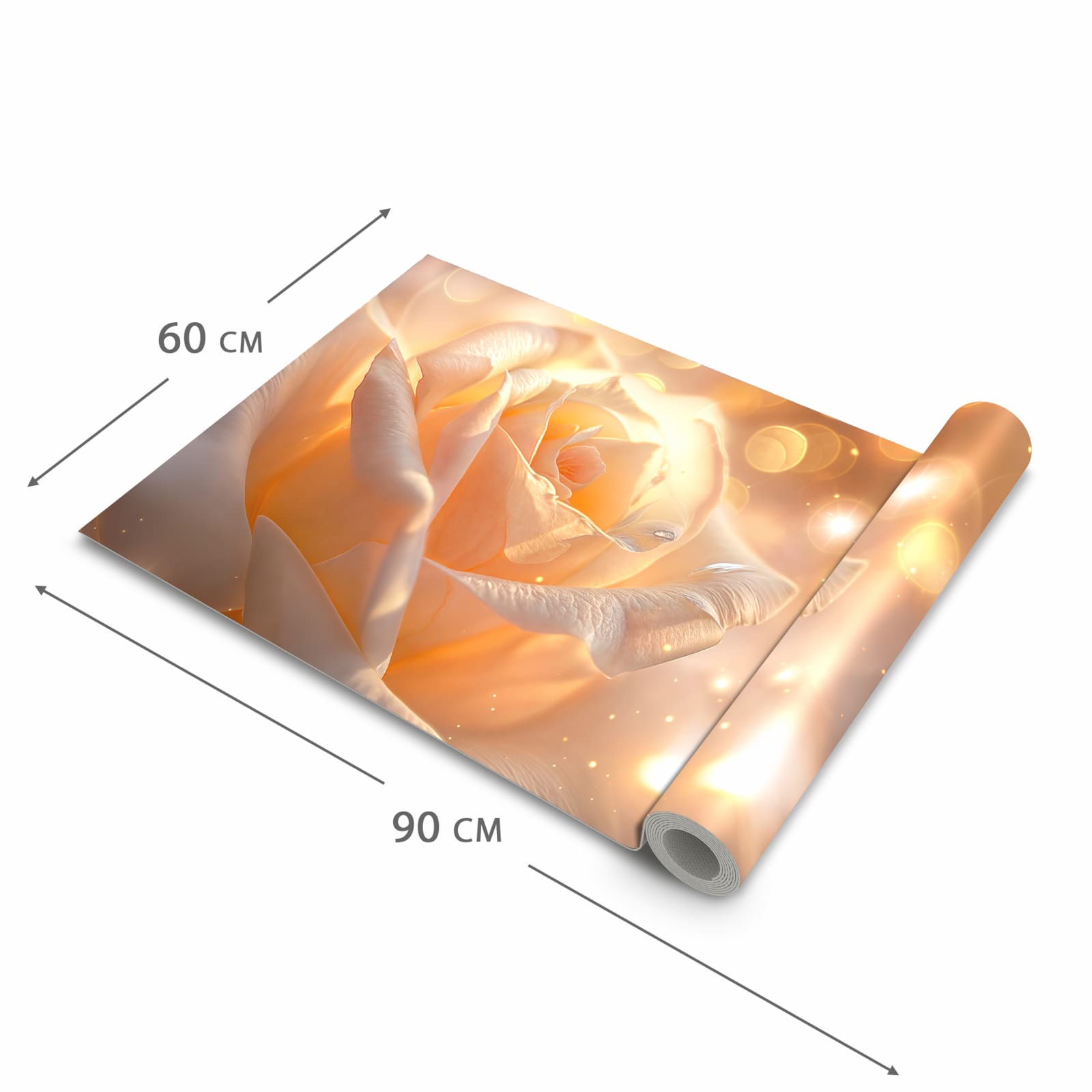 Formstabiler waschbarer Küchenteppich mit Motiv Leuchtende Blüte in der Grösse 90x240 cm