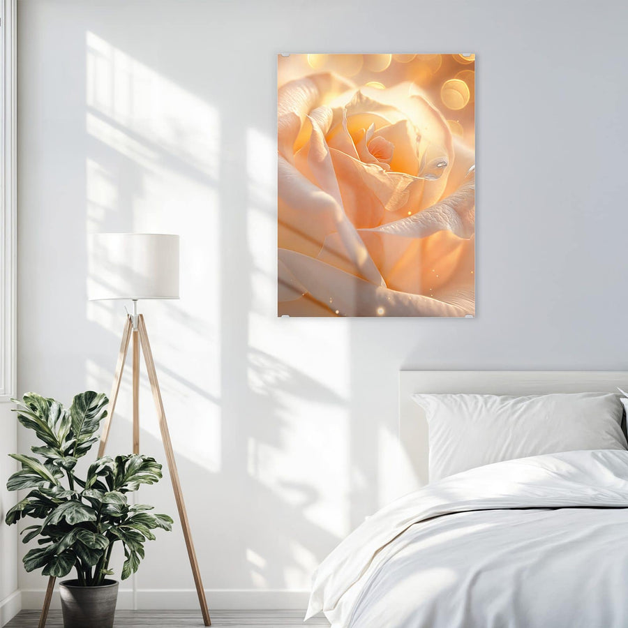 Maße Wandbild - Apricotfarbene Rose - Hochformat