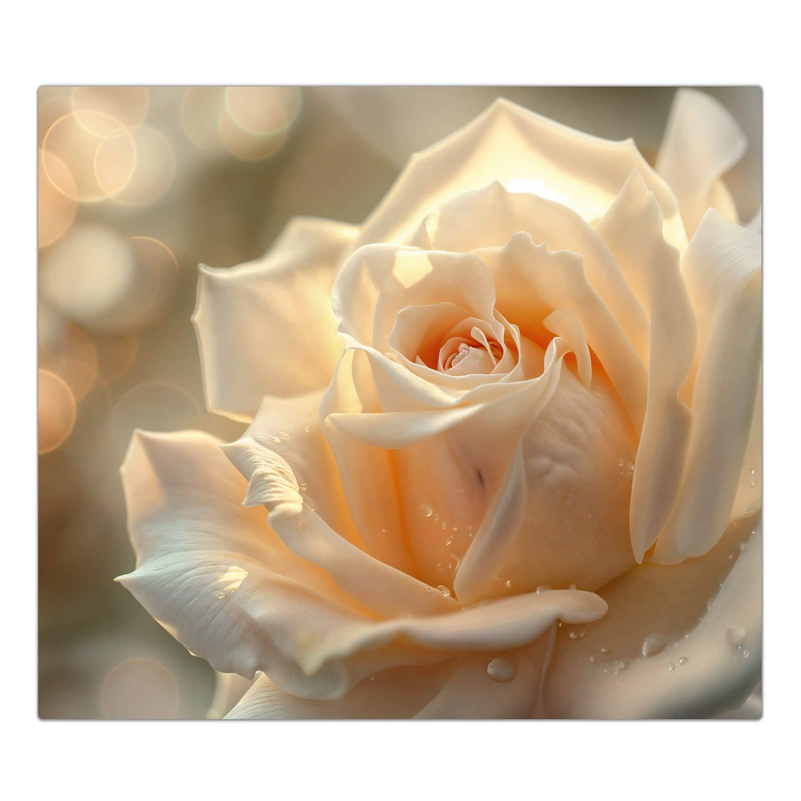 1-teilige Glasabdeckplatte für Ceranfeld mit Elegante Rose-Motiv in der Frontansicht
