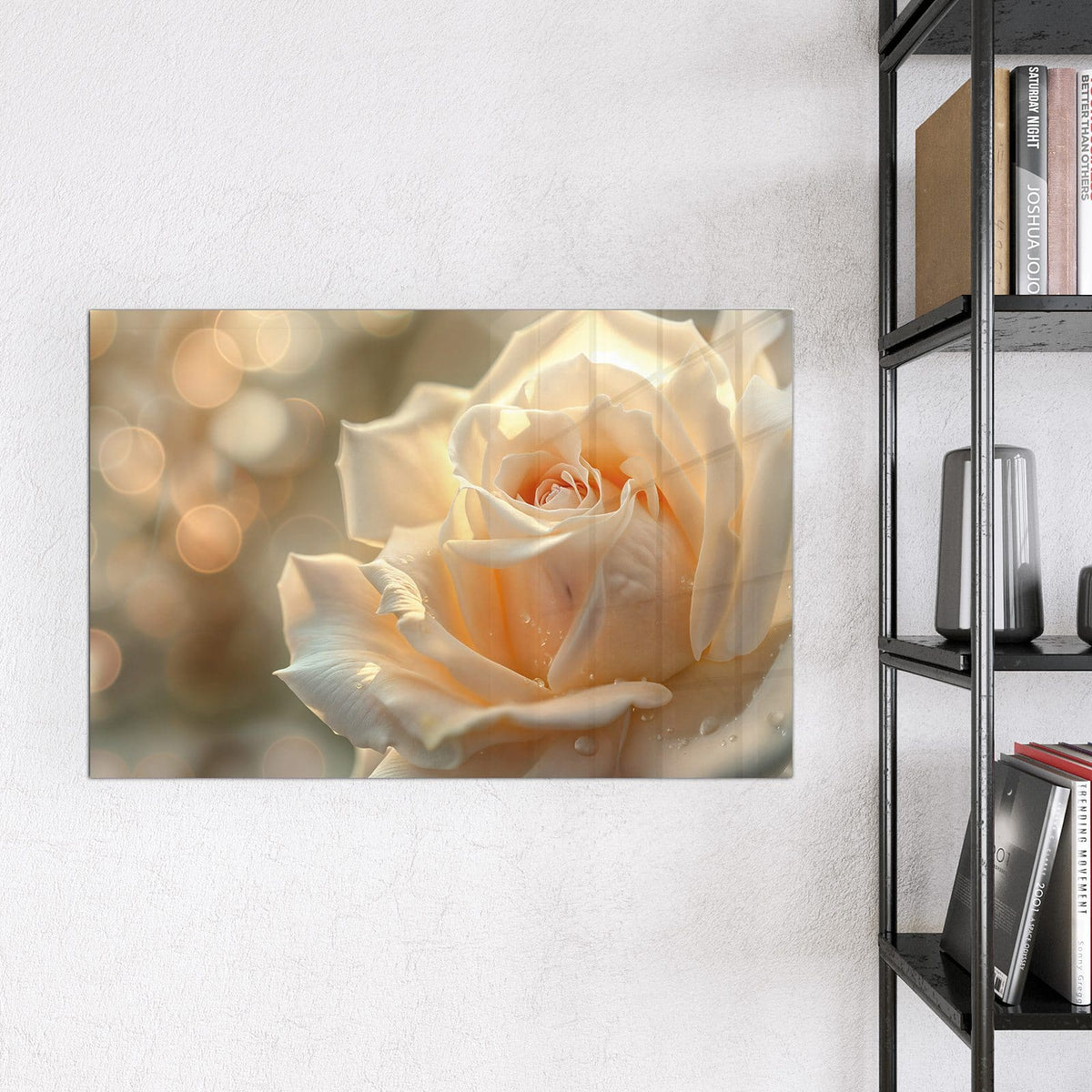 Magnettafel - Rose mit Wassertropfen – Cremefarbene Rose mit Wassertropfen