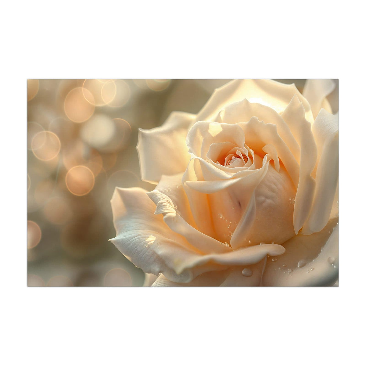 Küchenrückwand aus Glas Rose mit Wassertropfen im Hochformat, Motiv bildfüllend von vorn