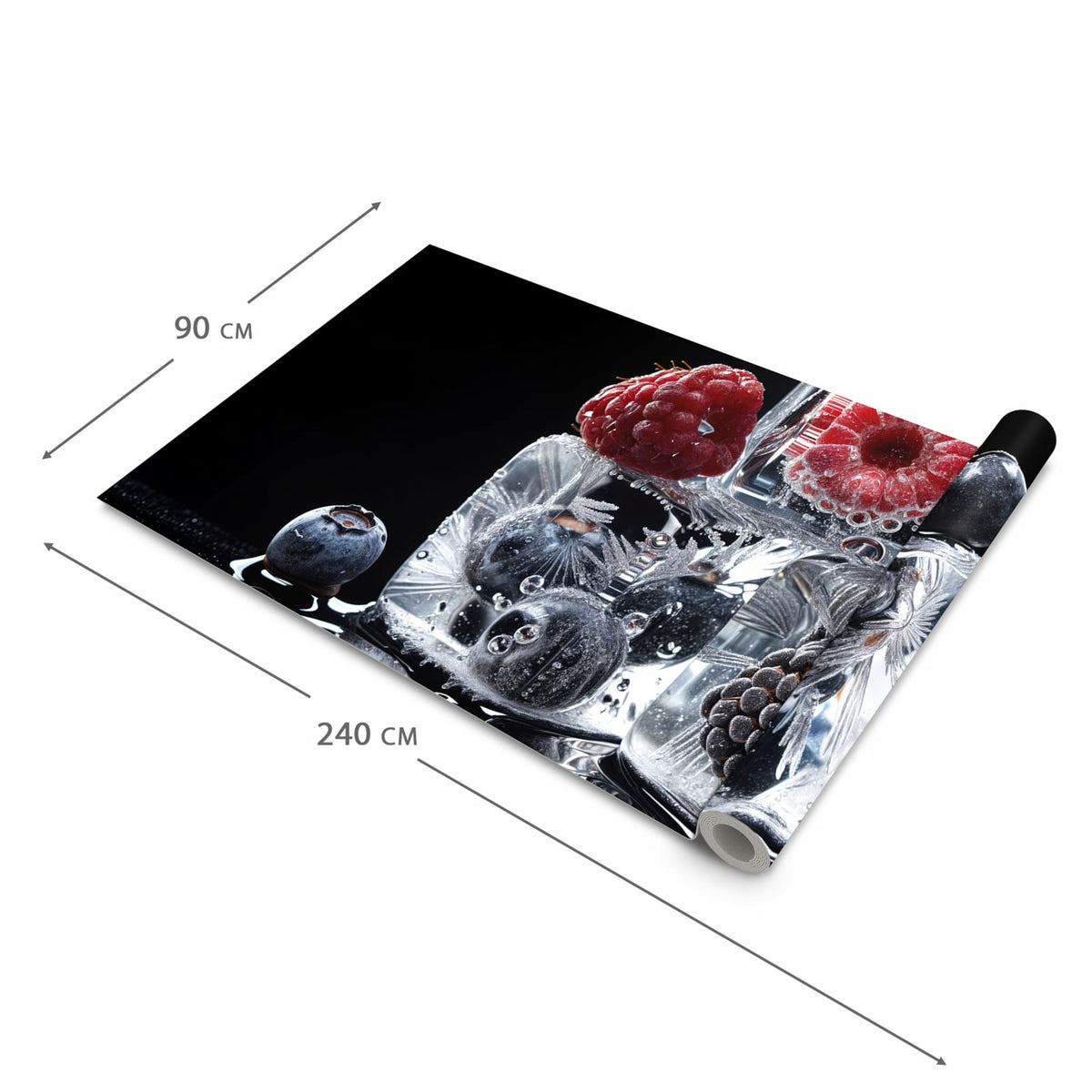Fleckenresistenter langer Teppich mit Motiv Gefrorene Früchte in der Grösse 90x240 cm