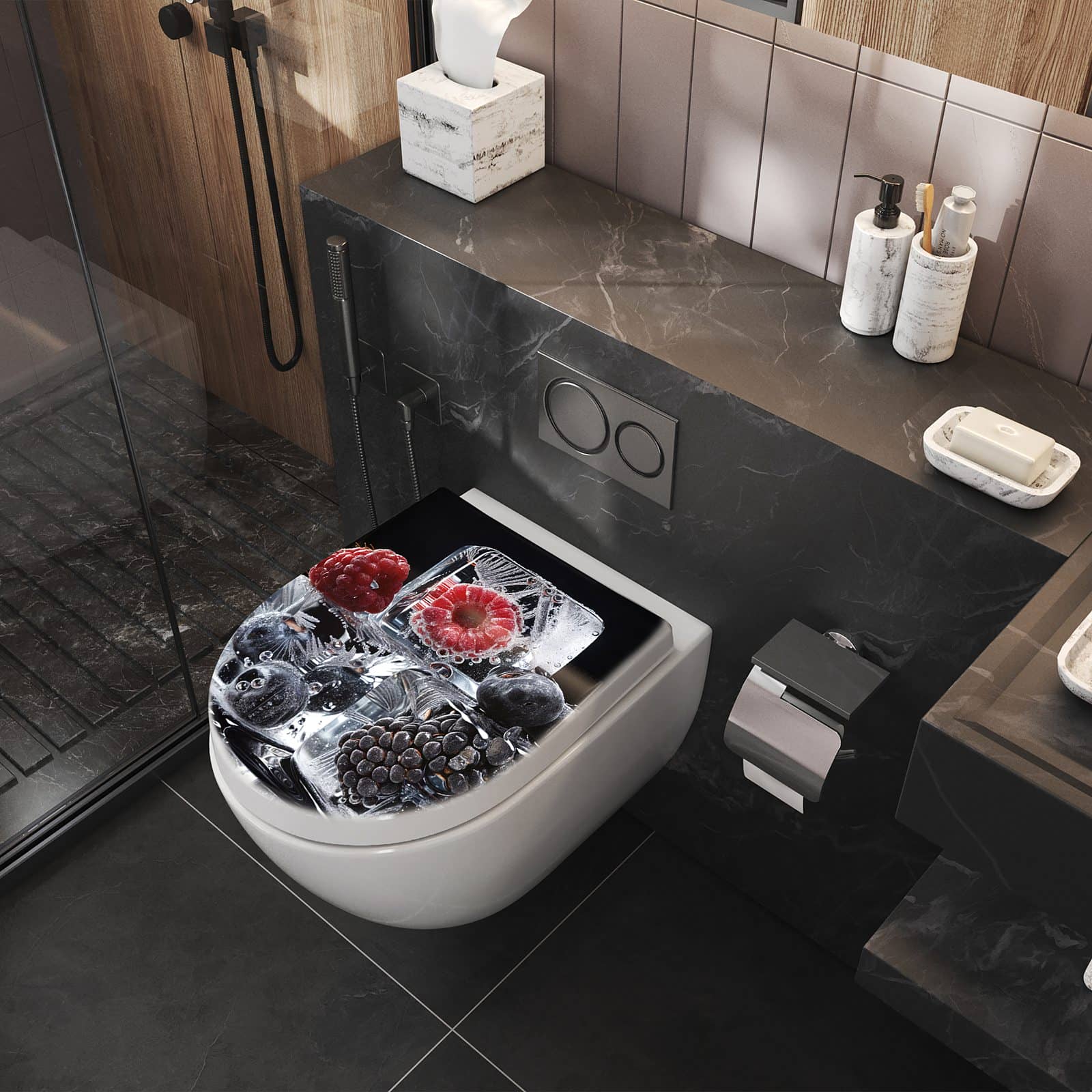 WC-Sitz mit Absenkautomatik Gefrorene Früchte