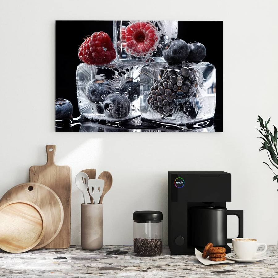 Maße Metall Magnettafel - Beeren auf Schwarz