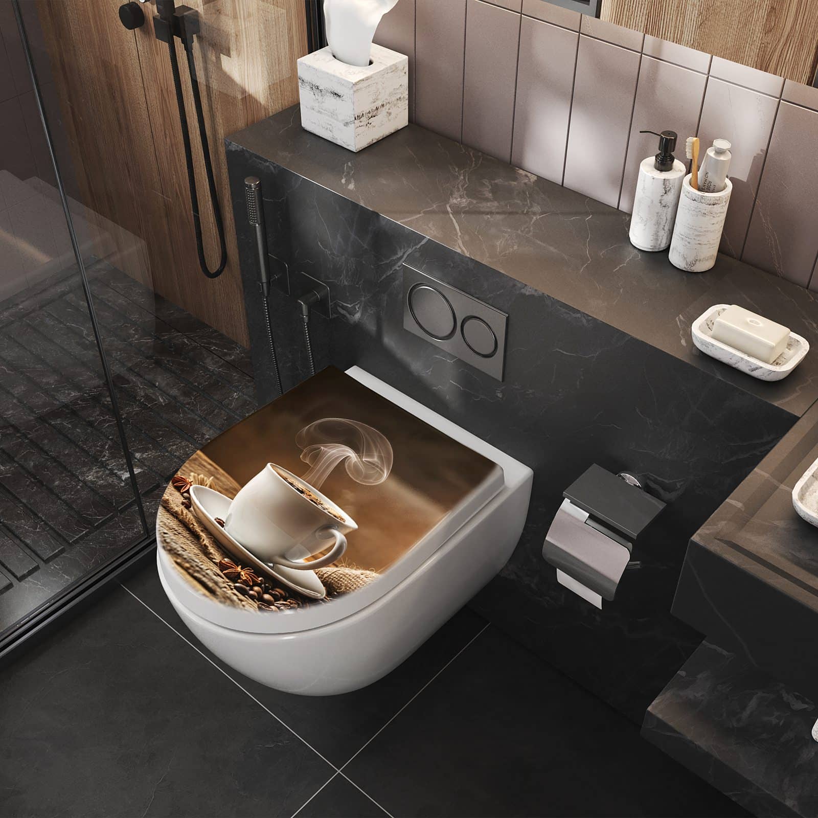 WC-Sitz mit Absenkautomatik Sanfte Kaffeegenuss