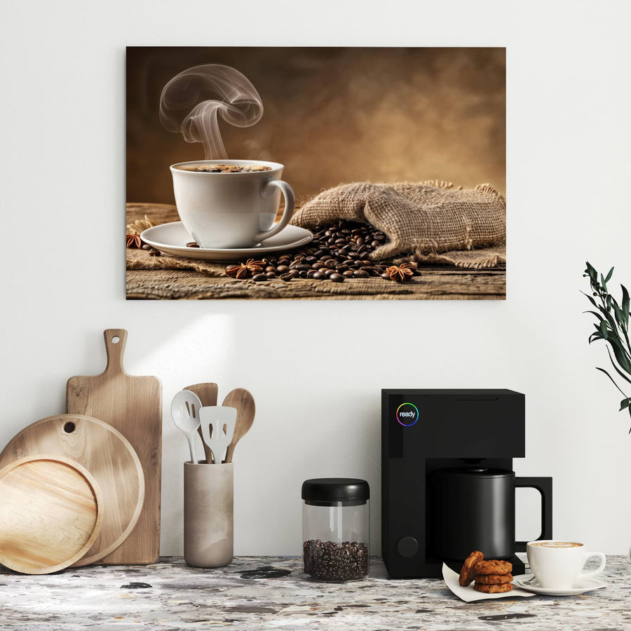 Maße Metall Magnettafel - Dampfende Kaffeetasse