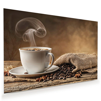Wandbild mit dem Motiv Dampfende Kaffeetasse