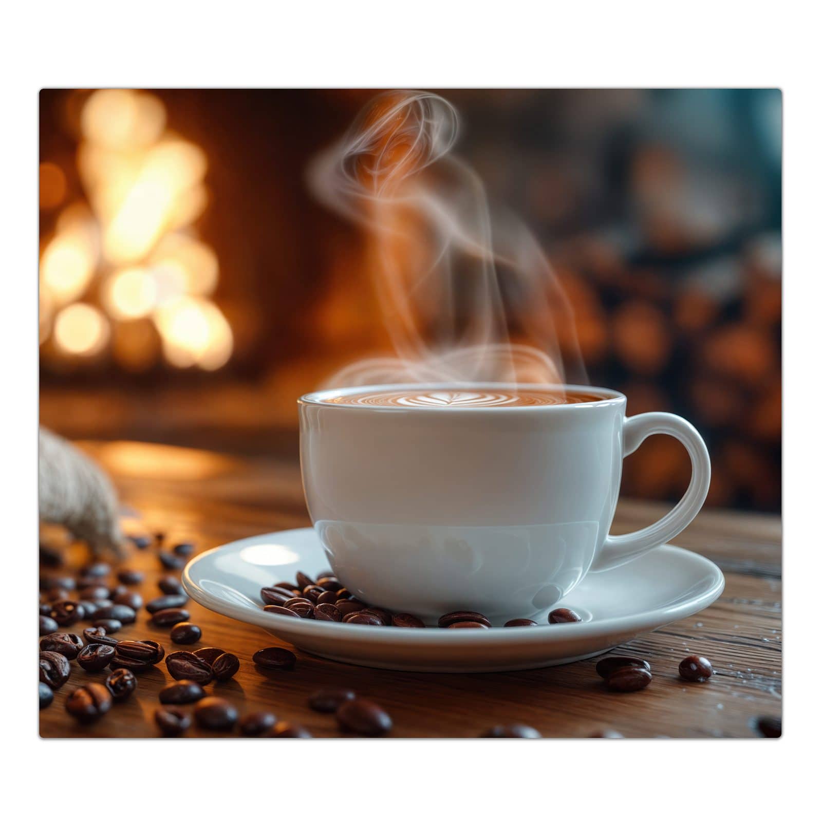 1-teilige Herdabdeckplatte mit Gemütliche Kaffeepause-Motiv in der Frontansicht #grösse_1-Teilig (60x52cm)