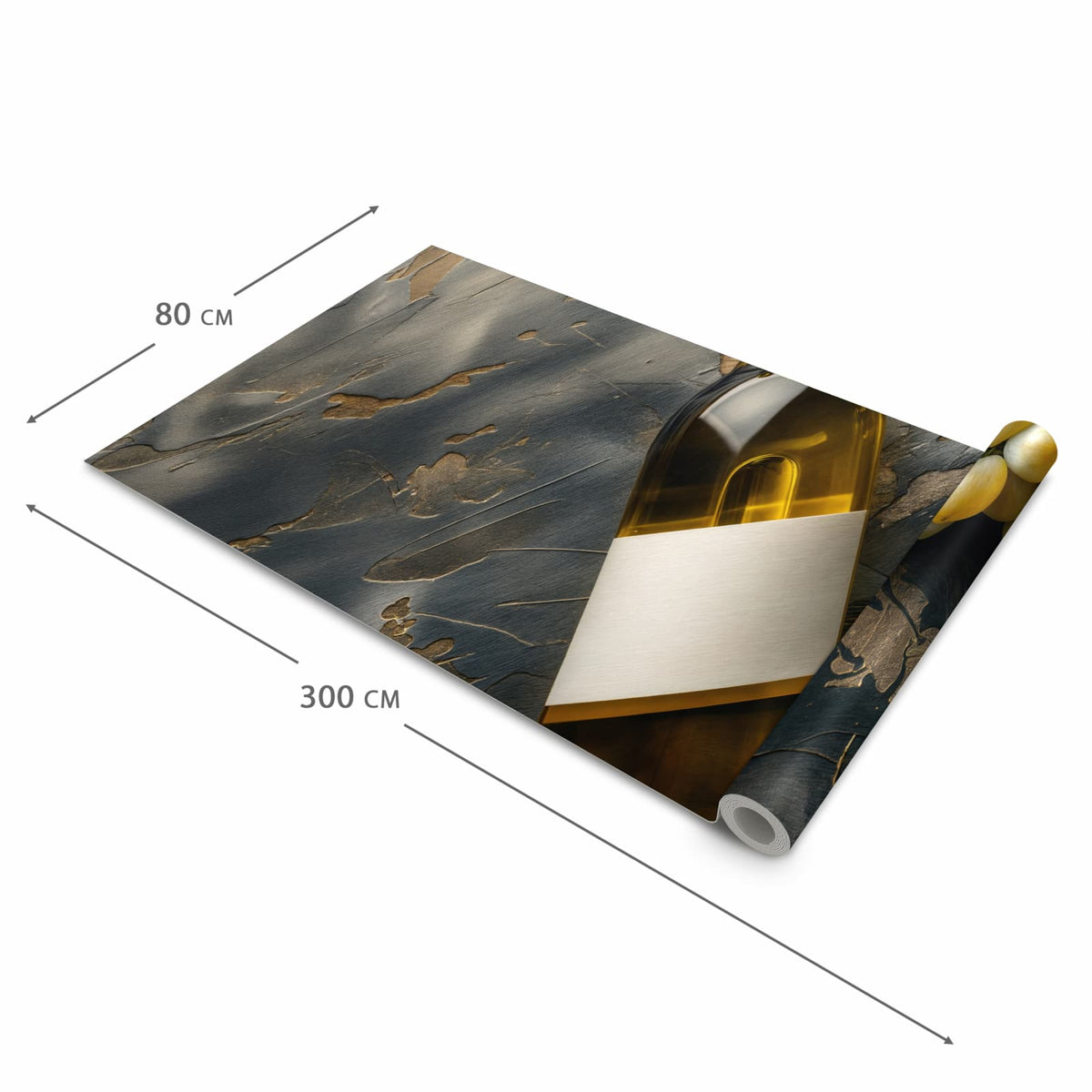 Geruchsneutraler langer Teppich Flur mit Motiv Weintrauben mit Wein in der Grösse 80x300 cm