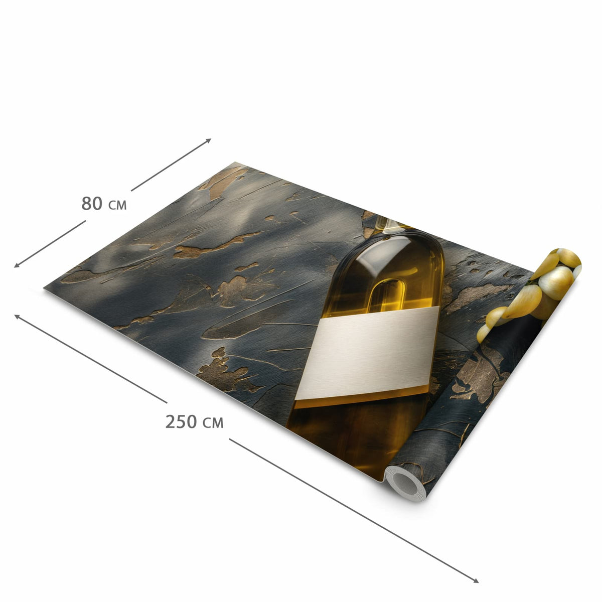 Fleckenresistenter waschbarer Läufer Küche mit Motiv Weintrauben mit Wein in der Grösse 80x300 cm