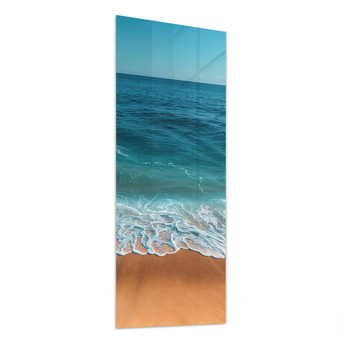 Wandbild aus Glas Azurblaues Meer schräg von der Seite, 4 mm starkes Echtglas