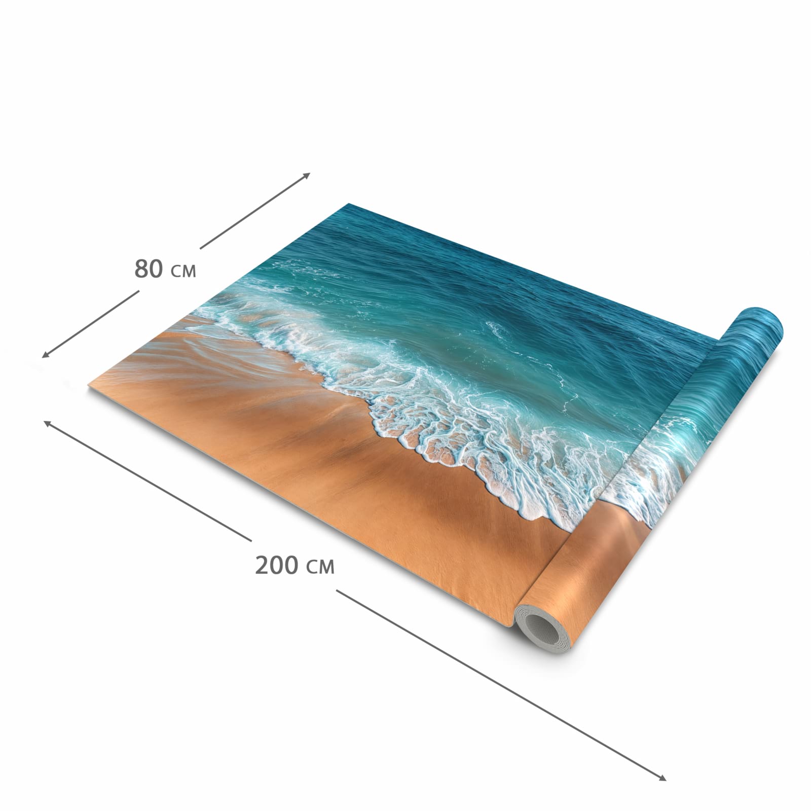 Rutschfester Küchenteppich mit Motiv Sandstrand Wellen in der Grösse 80x280 cm
