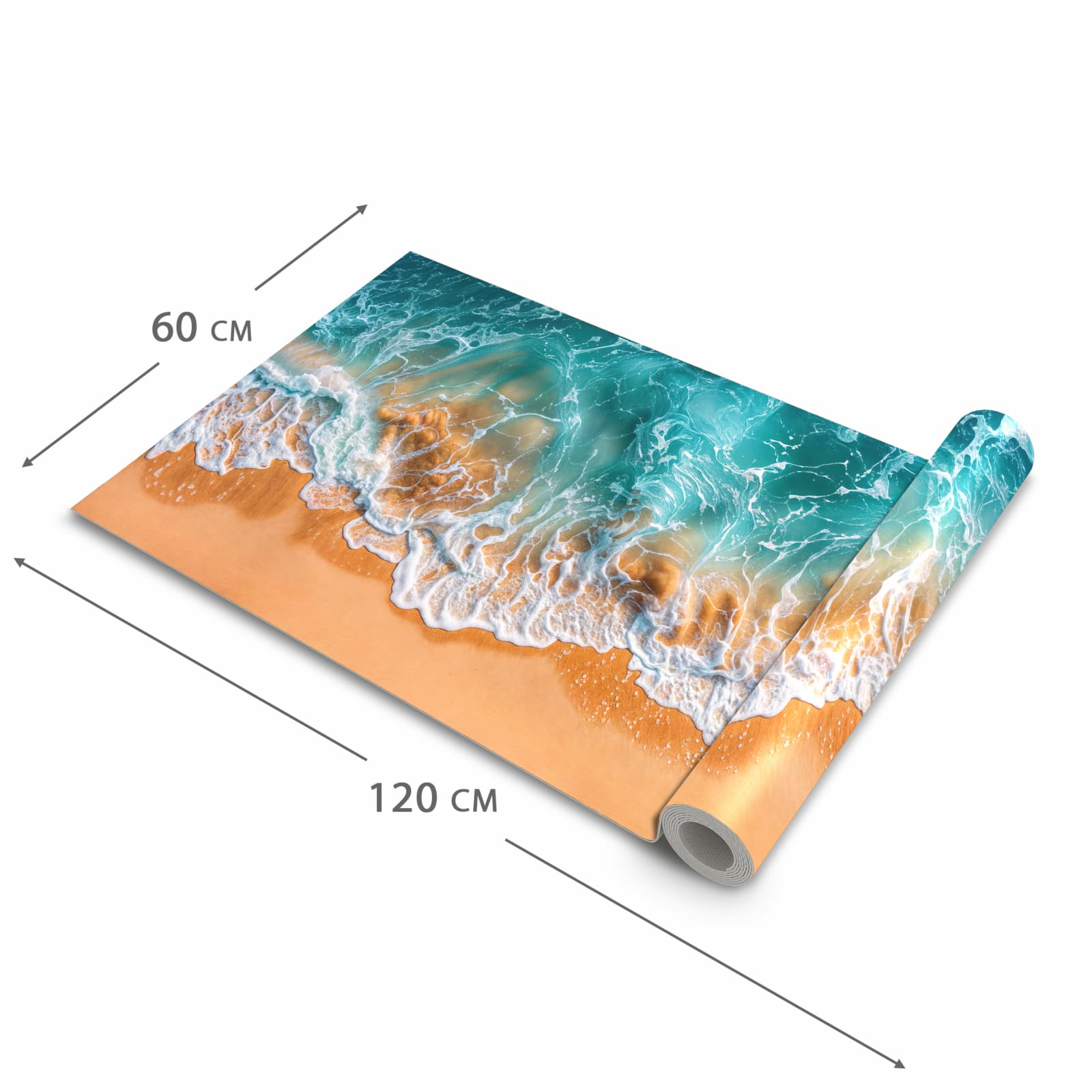 Zeitsparender großer Küchenteppich mit Motiv Sanfte Meereswellen in der Größe 80x280 cm