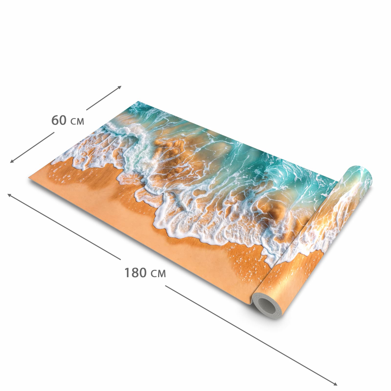 Abriebfester Küchenteppich mit Motiv Sanfte Meereswellen in der Grösse 80x280 cm