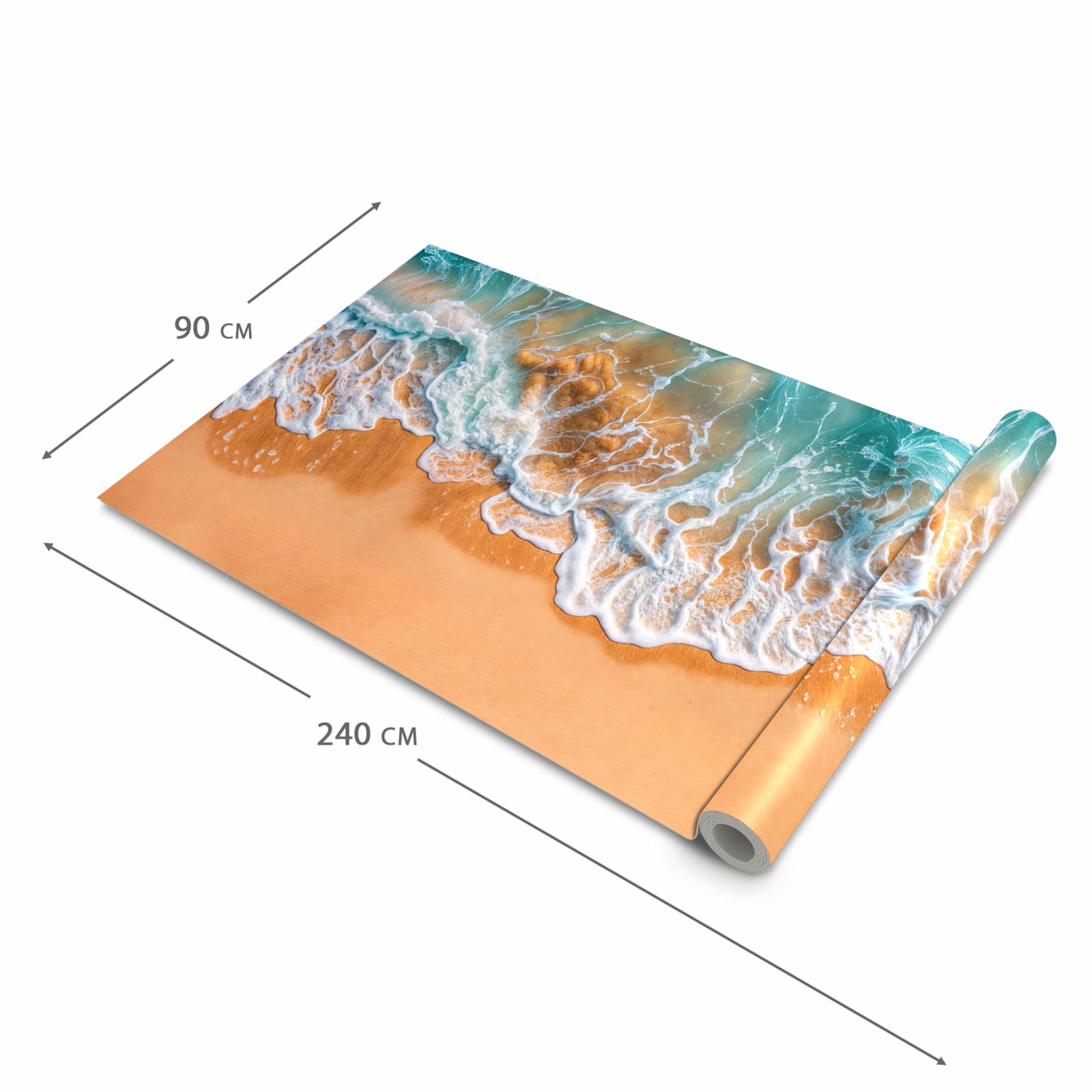 Komfortabler Küchenläufer nach Maß mit Motiv Sanfte Meereswellen in der Größe 80x280 cm