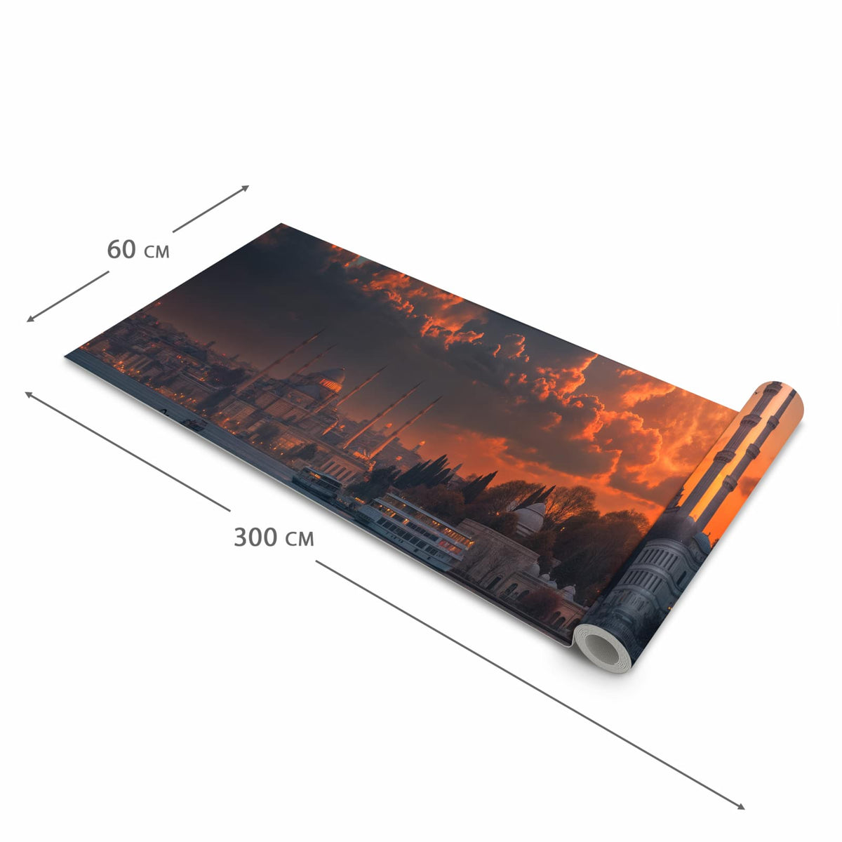 Schmutzabweisender Teppichläufer für die Küche mit Motiv Mond über Istanbul in der Grösse 80x250 cm