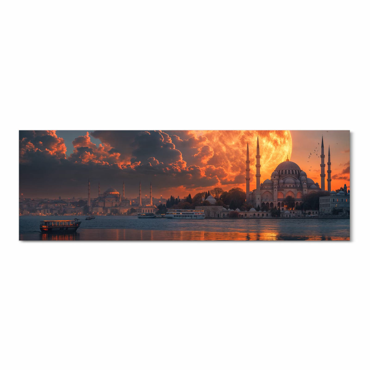 Zeitsparender Küchenteppich mit Motiv Mond über Istanbul in Frontansicht