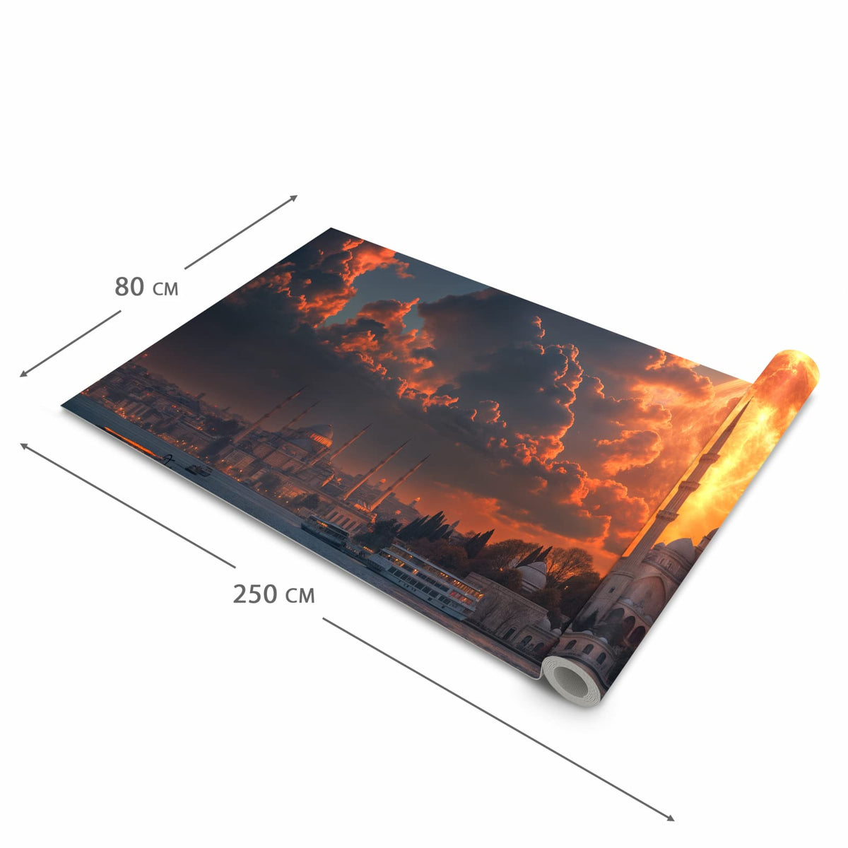 Flacher Küchenläufer mit Motiv Mond über Istanbul in der Grösse 80x250 cm für lange Flure