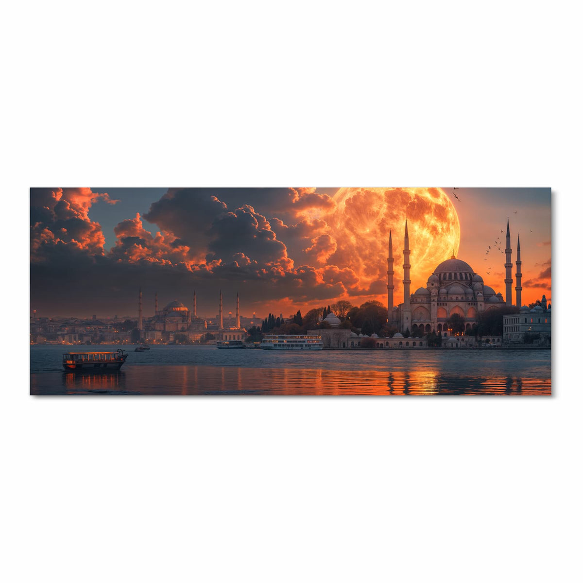Küchenteppich mit Motiv Mond über Istanbul in Frontansicht für sicheres Aufbewahren