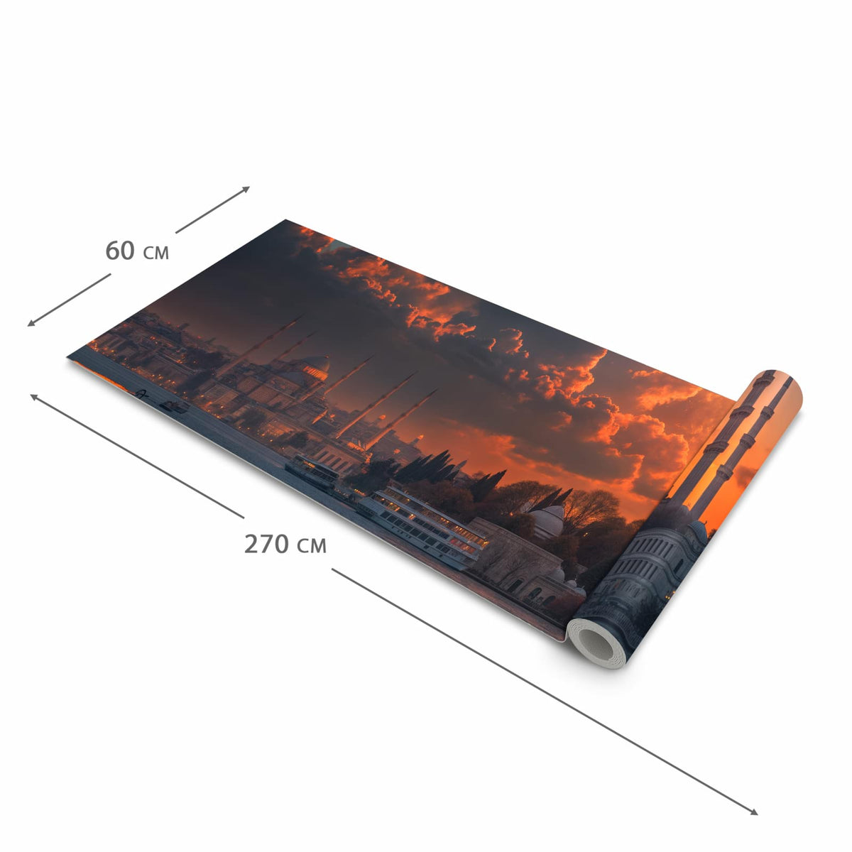 Fleckenresistenter Küchenläufer mit Motiv Mond über Istanbul in der Grösse 80x250 cm