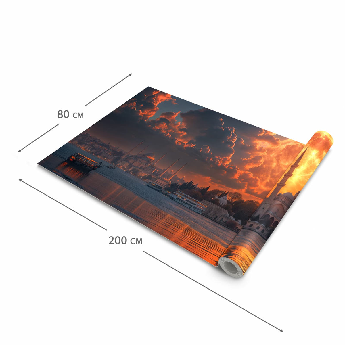 Langlebiger waschbarer Küchenläufer mit Motiv Mond über Istanbul in der Größe 80x250 cm
