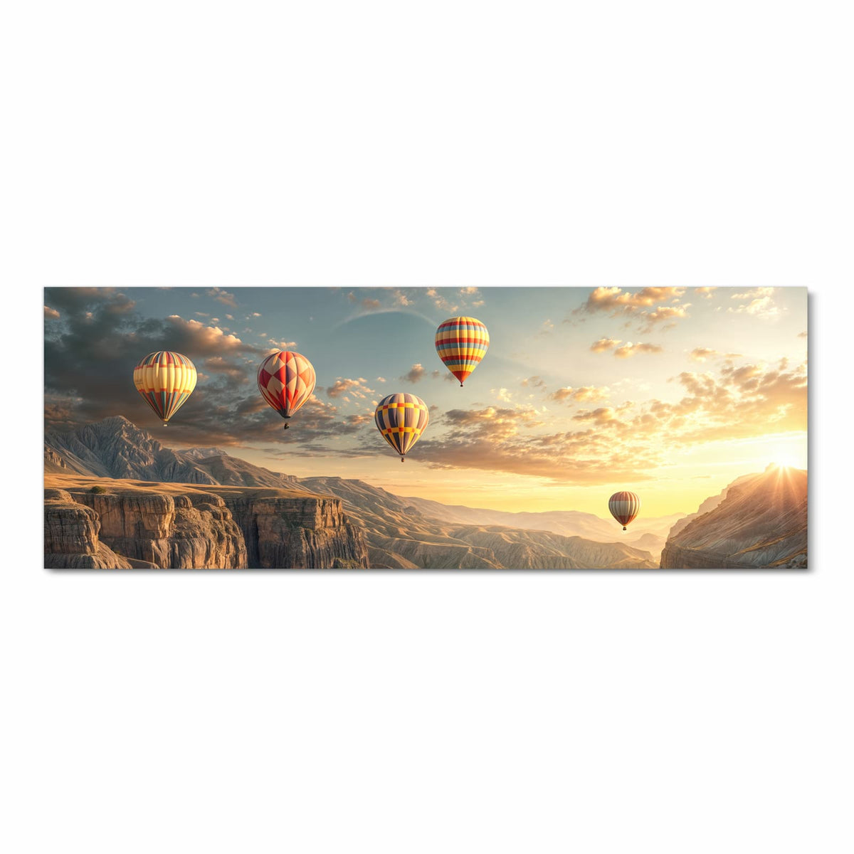 Farbbeständiger abwaschbarer Küchenläufer mit Motiv Landschaft mit Ballons in Frontansicht