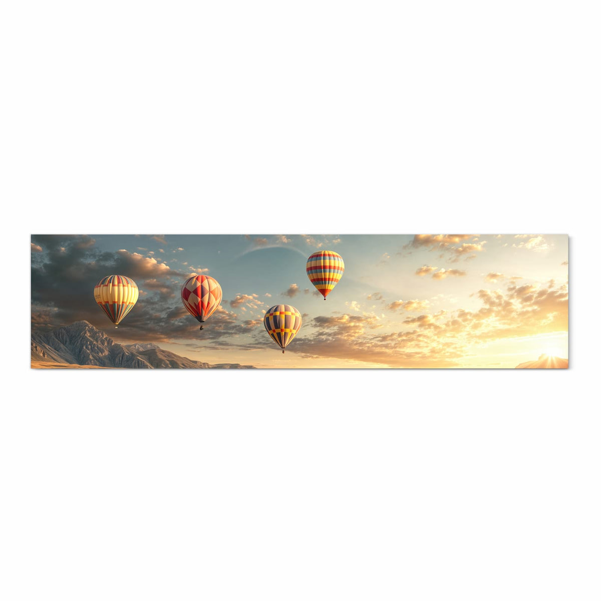 Waschbarer rutschfester Küchenläufer mit Motiv Landschaft mit Ballons in Frontansicht