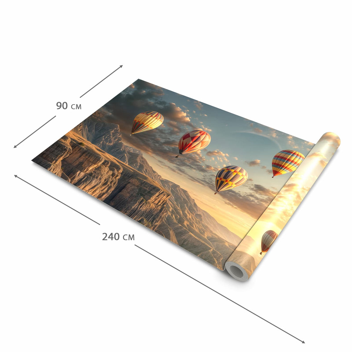 Geräuschdämpfender Küchenläufer mit Motiv Landschaft mit Ballons in der Grösse 80x250 cm