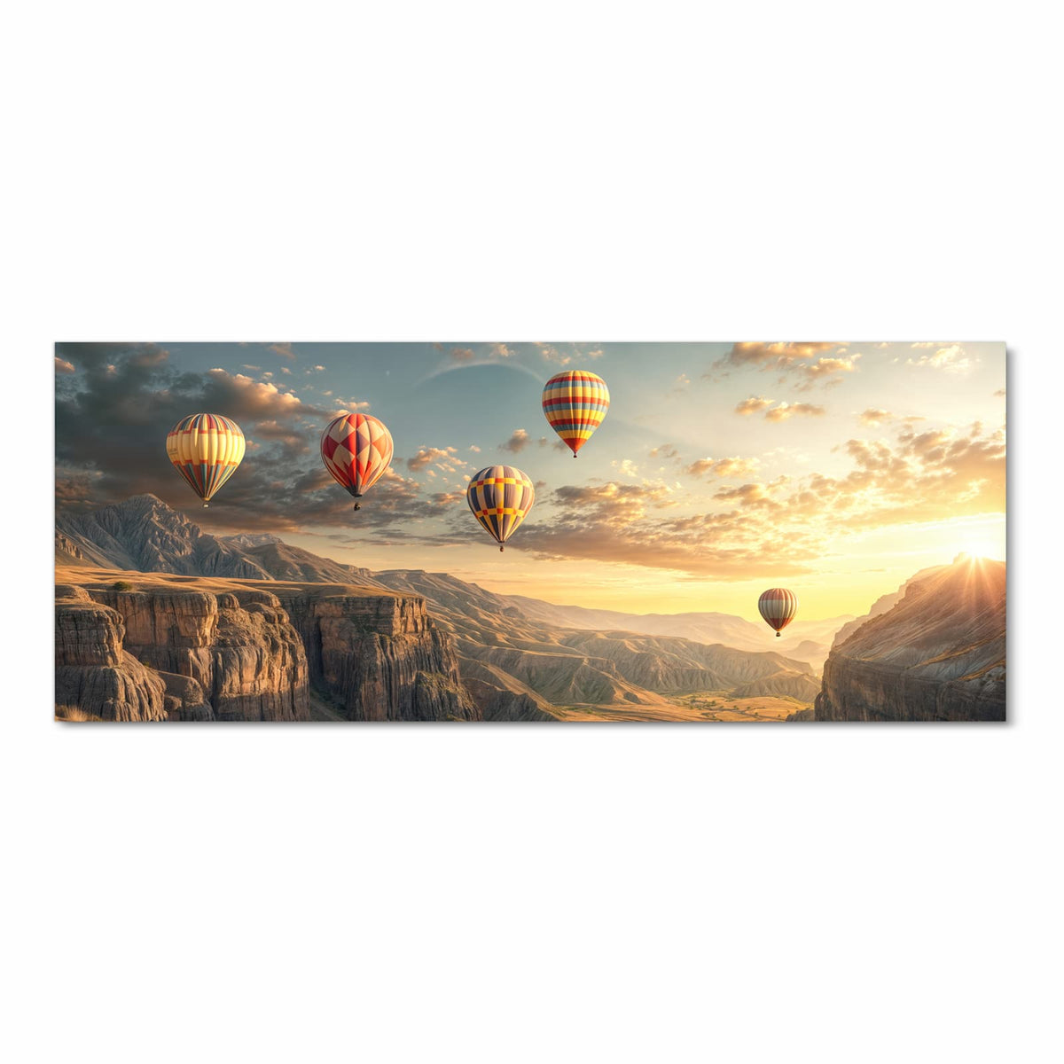 Hygienischer rutschfester Küchenläufer mit Motiv Landschaft mit Ballons in Frontansicht
