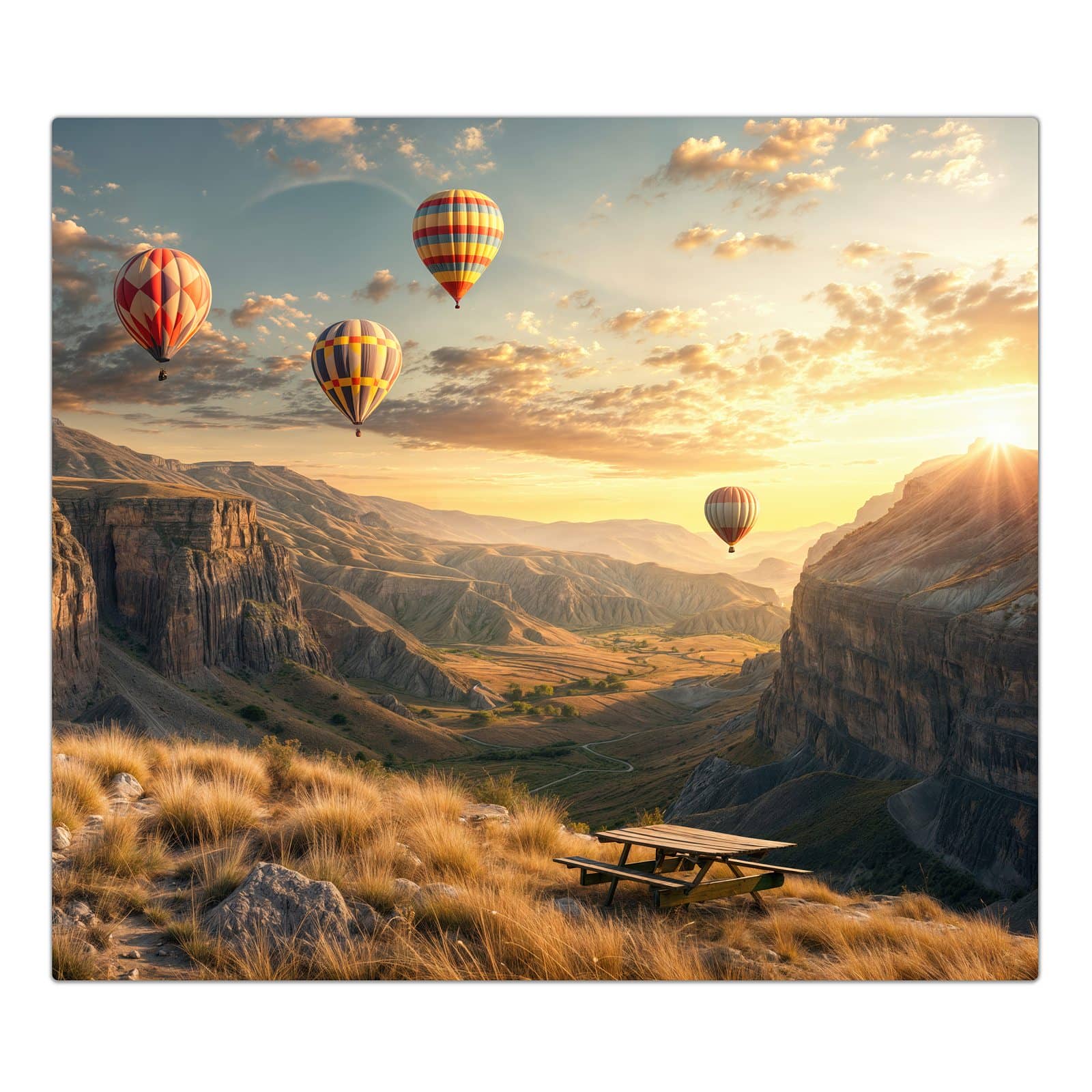 1-teilige Abdeckplatten für Herd mit Landschaft mit Ballons-Motiv in der Frontansicht #grösse_1-Teilig (60x52cm)