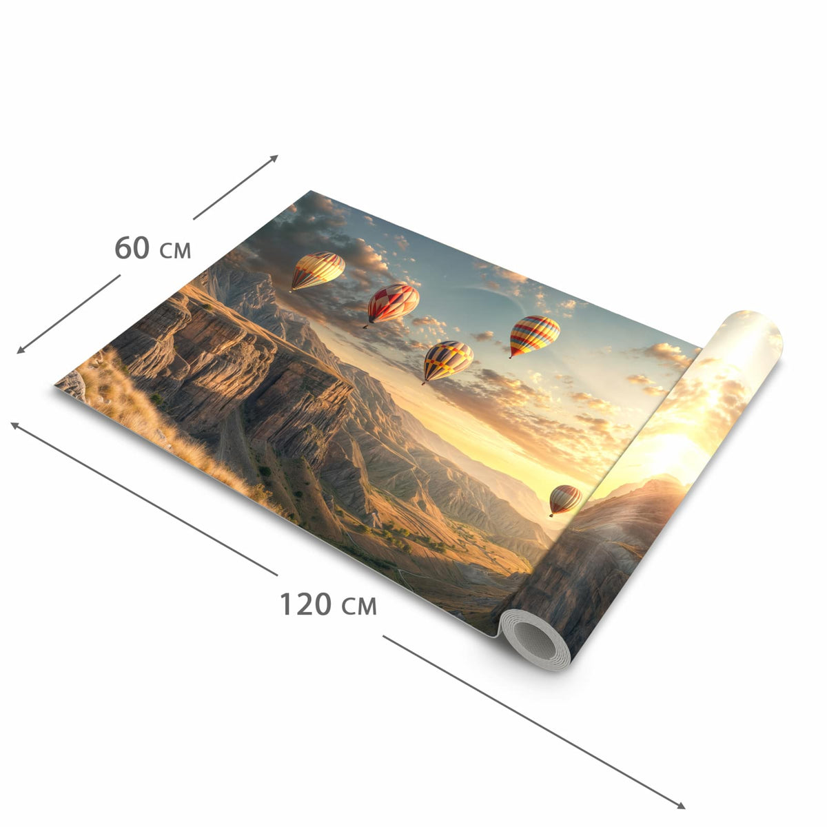 Strapazierfähiger abwaschbarer Küchenläufer mit Motiv Landschaft mit Ballons in der Größe 80x200 cm
