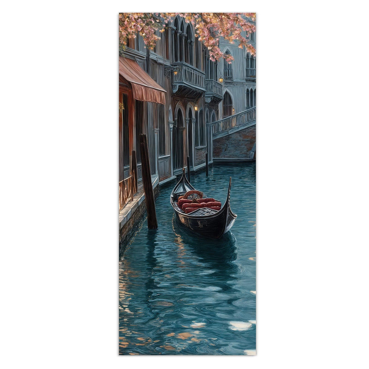 Wandbild - Kanalcafé in Venedig - Hochformat – Cafétische am venezianischen Kanal