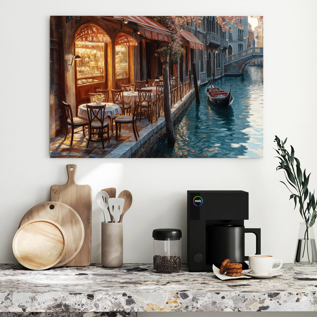 Metall Magnettafel - Kanalcafé in Venedig – Cafétische am venezianischen Kanal