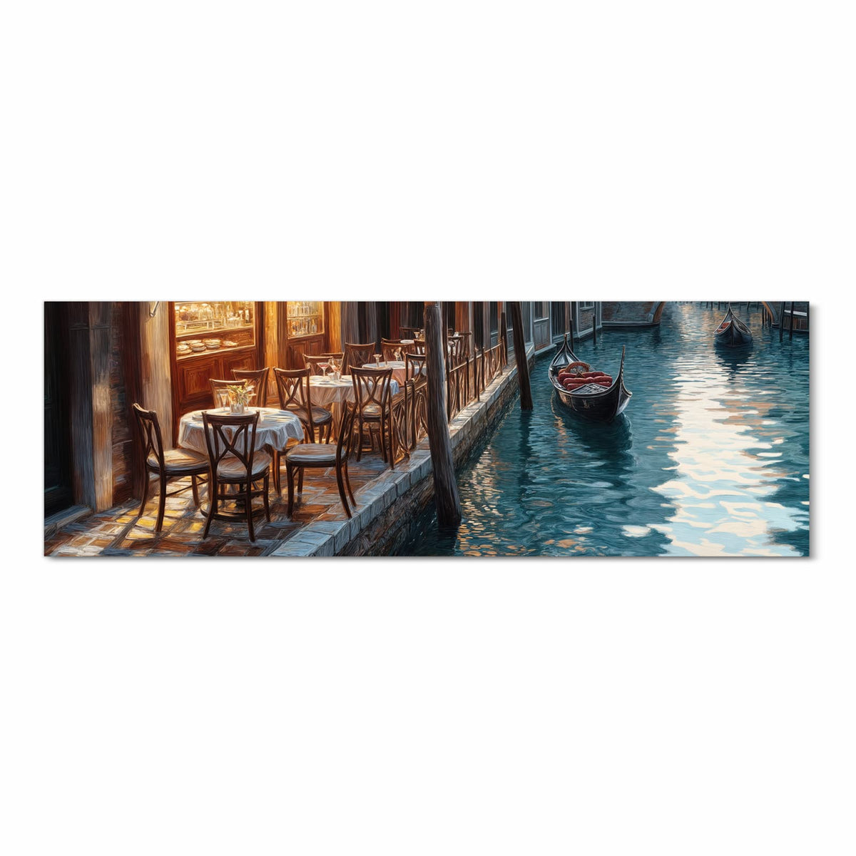 Fleckenresistenter rutschfester Küchenteppich mit Motiv Sonnenuntergang Venedig in Frontansicht